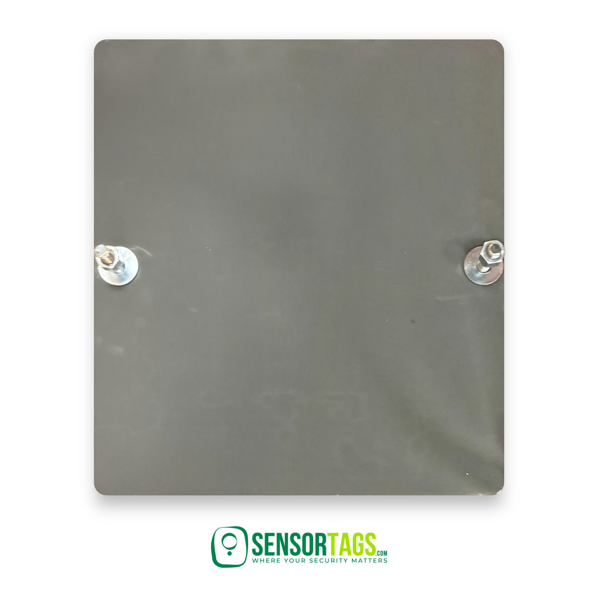 Ebony Base Plate for a single EAS security tower: black floor plate with two mounting bolts, for a no-drill install