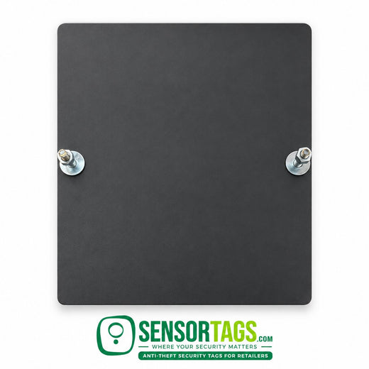 Ebony Base Plate for a single EAS security tower: black floor plate with two mounting bolts, for a no-drill install