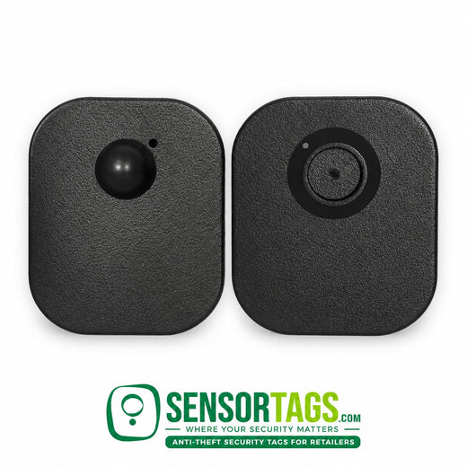 Maxi Security Tags – two black maxi tags, front and back