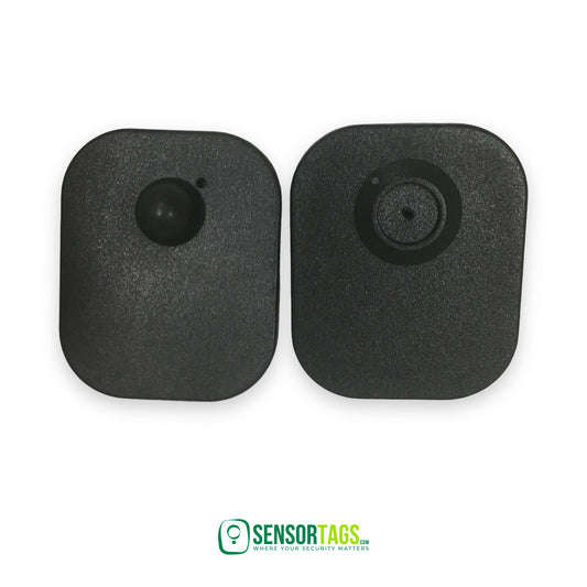 Maxi Security Tags – two black maxi tags, front and back