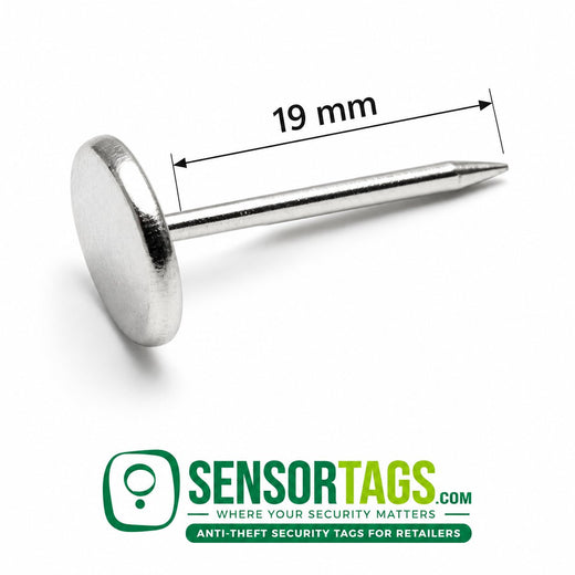 Security Tag Pins 19 mm (Long Pins) – flat head pin with the 19 mm pin length marked