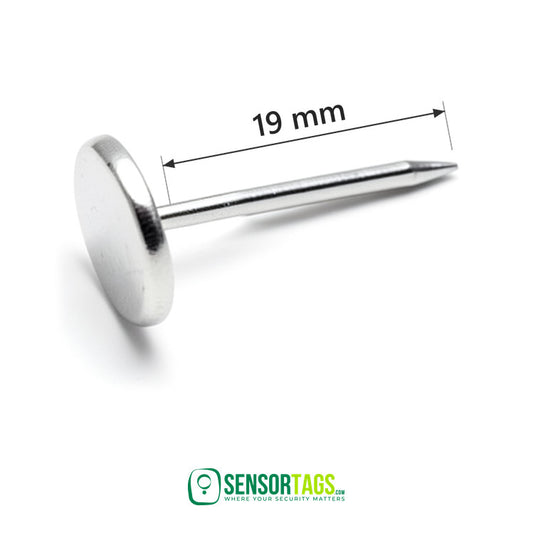 Security Tag Pins 19 mm (Long Pins) – flat head pin with the 19 mm pin length marked