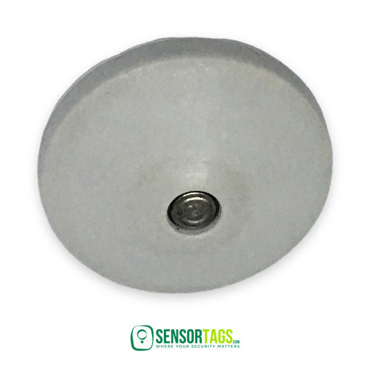 Security Tag Pins White – white pin head seen from above